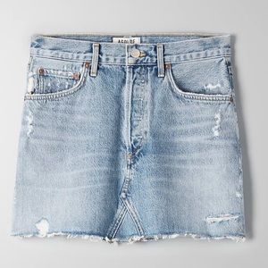 AGOLDE Distressed Denim Mini Skirt - 27